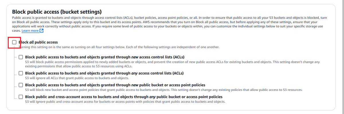Uncheck Public Access