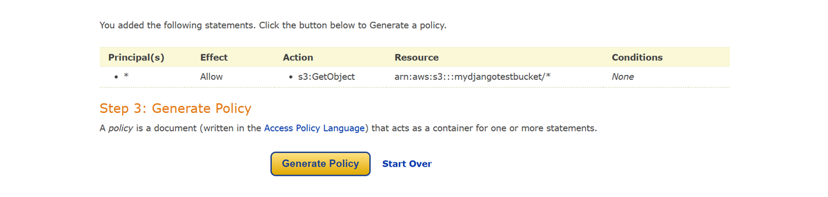 Generate Bucket Policy