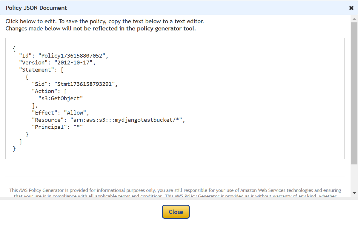 Policy JSON Document